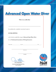 Diplome Advanced Open Water diver